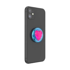 PopSockets Bon Bon Ice Blue Heart -PopSockets Soldes Bon Bon Ice Blue Heart 04 Device Black Collapsed
