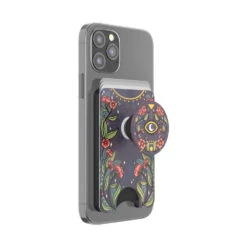 PopSockets Floral Bohemian — PopWallet+ For MagSafe -PopSockets Soldes PW20 MagSafe Floral Bohemian 06A Device Black Cards