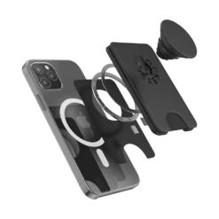 PopSockets Black — PopWallet+ For MagSafe -PopSockets Soldes PW MagSafe Black 07A Exploded Device Black