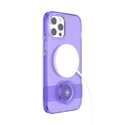 PopSockets Purple — IPhone 12 Pro Max -PopSockets Soldes PopCase Clear Purple IP12ProMax 08 Charging Portrait