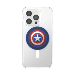PopSockets Marvel — Enamel Captain America PopGrip For MagSafe - Round -PopSockets Soldes PopGrip MagSafe Aluminum Captain America Shield 01 Front Device