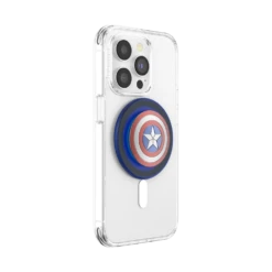 PopSockets Marvel — Enamel Captain America PopGrip For MagSafe - Round -PopSockets Soldes PopGrip MagSafe Aluminum Captain America Shield 04 Device Collapsed