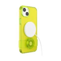 PopSockets Blazing Lime — IPhone 14 Plus -PopSockets Soldes Popcase Blazing Lime IP14Max 05 Charging