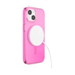 PopSockets Baeby Pink Translucent — IPhone 15 For MagSafe -PopSockets Soldes Popcase MagSafe BaebyPink IP15 05 Charging