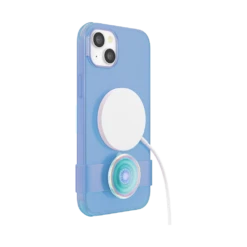 PopSockets Opalescent Blue — IPhone 14 Plus For MagSafe -PopSockets Soldes Popcase MagSafe Blue Translucent Opalescent IP14Max 05 Charging