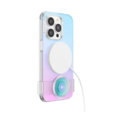 PopSockets White Iridescent — IPhone 14 Pro For MagSafe -PopSockets Soldes Popcase MagSafe White Iridescent IP14Pro 05 Charging