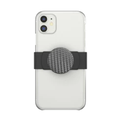 PopSockets PopGrip Slide Stretch Carbonite Weave On Black With Square Edges -PopSockets Soldes Slide OSFM Carbonite Weave Black 01D Front Device