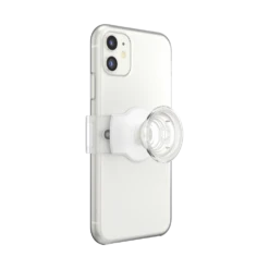PopSockets PopGrip Slide Stretch Clear On White With Square Edges -PopSockets Soldes Slide OSFM Clear White 04B 34 Expanded Device