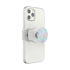 PopSockets PopGrip Slide Stretch Opal On White With Square Edges -PopSockets Soldes Slide OSFM Opal White 04B 34 Expanded Device