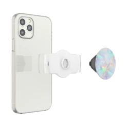 PopSockets PopGrip Slide Stretch Opal On White With Square Edges -PopSockets Soldes Slide OSFM Opal White 05 Detached Device
