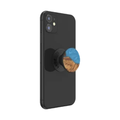PopSockets Wood Resin Tropical -PopSockets Soldes Wood Resin Tropical Blue 05 Device Black Expanded